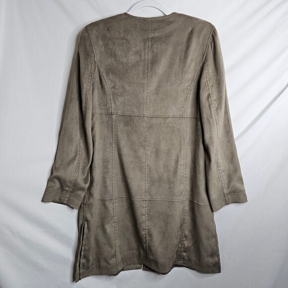 J. Jill Faux Suede Jacket Trench Coat TAUPE BEIGE size XS Retro Preppy Fall Chic - Picture 6 of 6